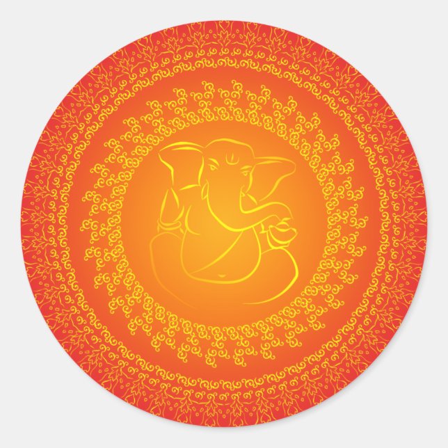 Adesivo Redondo Elegante Classy Ganesh/ Indian God Sticker (Frente)