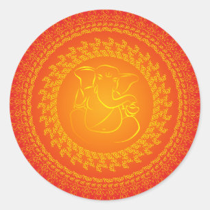 Adesivo Redondo Elegante Classy Ganesh/ Indian God Sticker