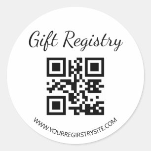 Adesivo Redondo elegante código QR de lista de presentes moderna p