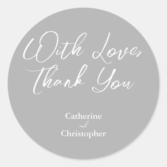 Adesivo Redondo Elegante "Com Amor, Obrigado" Sticker (Frente)