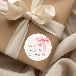 Adesivo Redondo Elegante Coquete Retro Rosa Chuveiro de Noiva com