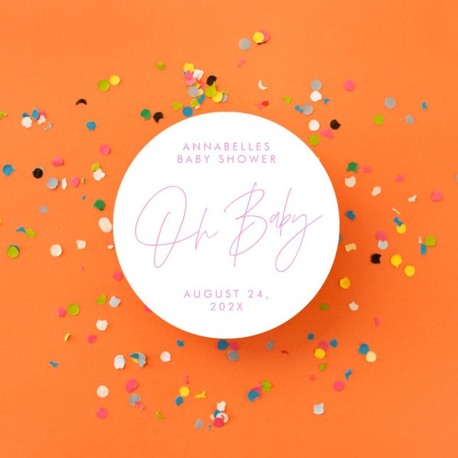 Adesivo Redondo elegante cor-de-rosa-cinza moderno (Criador carregado)