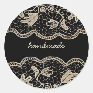 Adesivo Redondo Elegante Crochet Lace