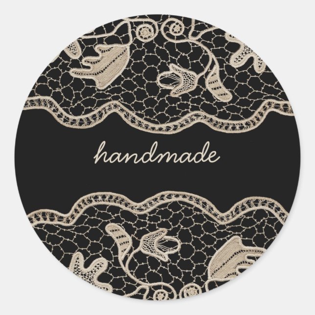 Adesivo Redondo Elegante Crochet Lace (Frente)