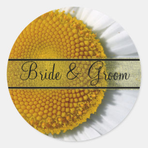 Adesivo Redondo Elegante Daisy Wedding Stickers