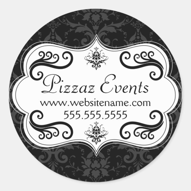 Adesivo Redondo Elegante Damask Swirls (Frente)