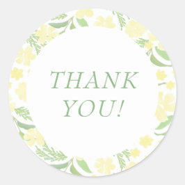 Adesivo Redondo Elegante de Aquarela Amarela Obrigado Sticker