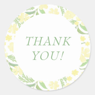 Adesivo Redondo Elegante de Aquarela Amarela Obrigado Sticker