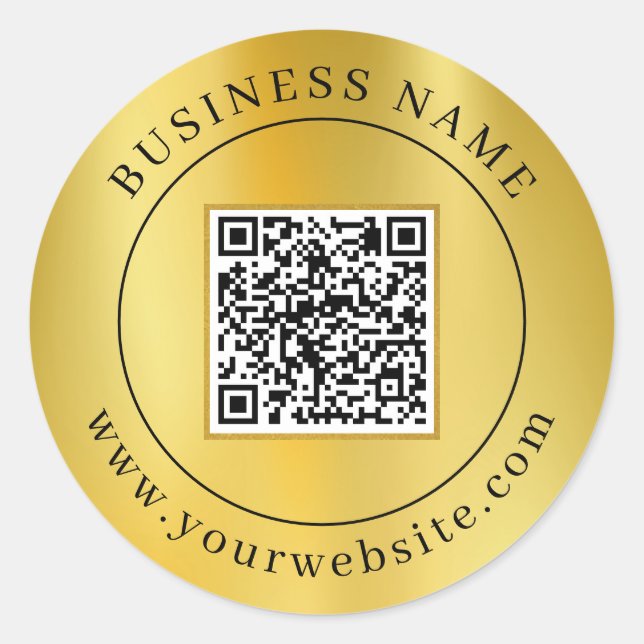 Adesivo Redondo Elegante de código QR personalizado (Frente)
