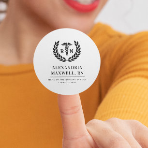 Adesivo Redondo Elegante de Graduação Escolar de Enfermagem Person