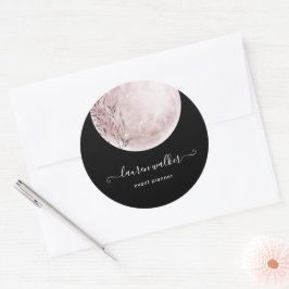 Adesivo Redondo Elegante de lua cheia, cor-de-rosa