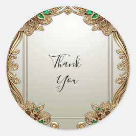 Adesivo Redondo Elegante de Ornamentado Dourado