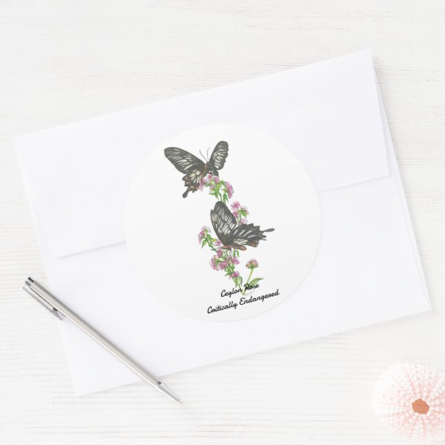 Adesivo Redondo Elegante de Rosa de Ceilão - Alicerce (Envelope)