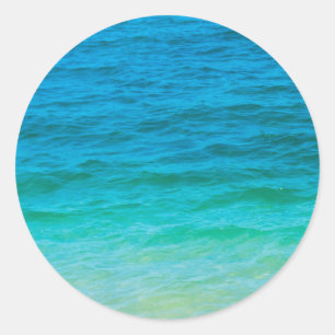 Adesivo Redondo Elegante de Vazio de Ondas Azul Verde Personalizad