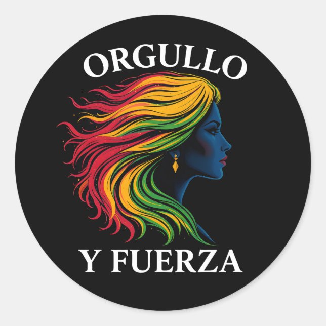 Adesivo Redondo Elegante Design de empoderamento da silhueta Latin (Frente)