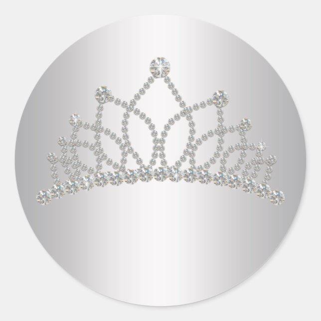 Adesivo Redondo Elegante Diamond Tiara Princess Sticker (Frente)