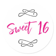 Elegante Doodle Rosa Choque Moderno Script Sweet 1