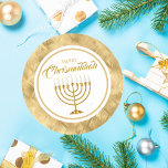 Adesivo Redondo Elegante Dourada Menorah Feliz judaica Chrismukkah<br><div class="desc">Elegante Dourada Menorah Judeu Hanukkah Feliz Chrismukkah Stickers</div>