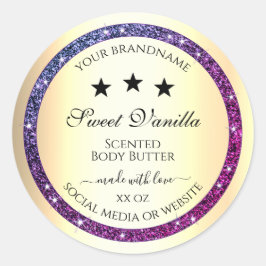 Adesivo Redondo Elegante Dourado com Rótulos de Produto com Largur