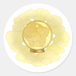 Adesivo Redondo Elegante Dourado Cracking Crystal Ball