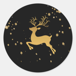 Adesivo Redondo Elegante, Dourado e negro, Rudolph