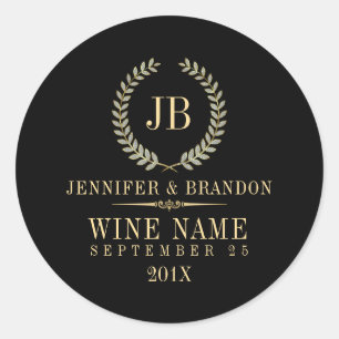 Adesivo Redondo Elegante Dourado e Silver Laurel Wreath