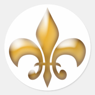 Adesivo Redondo Elegante Dourado Fleur de Lis