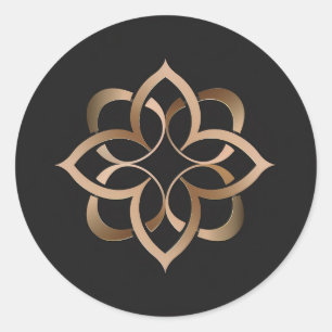 Adesivo Redondo Elegante Dourado Mandala