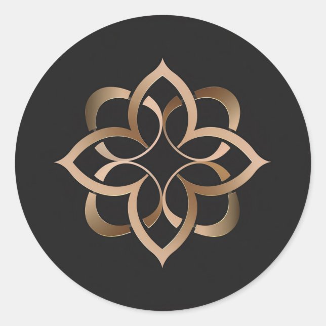 Adesivo Redondo Elegante Dourado Mandala (Frente)