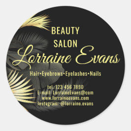 Adesivo Redondo Elegante Dourado preto