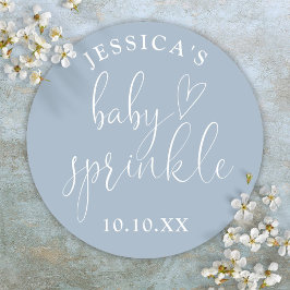 Adesivo Redondo Elegante Dusty Blue Baby Sprinkle Favor do Chá