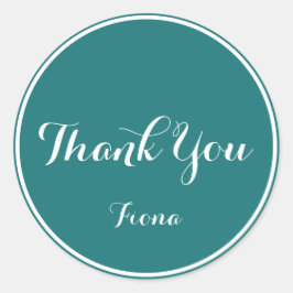 Adesivo Redondo Elegante e simples Verde e Branco Obrigado