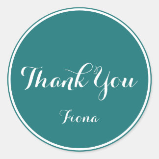 Adesivo Redondo Elegante e simples Verde e Branco Obrigado