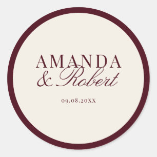 Adesivo Redondo Elegante e sofisticado casamento burgundy