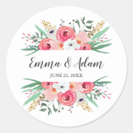 Adesivo Redondo Elegante Elegante De Envelope De Casamento Eucalyp