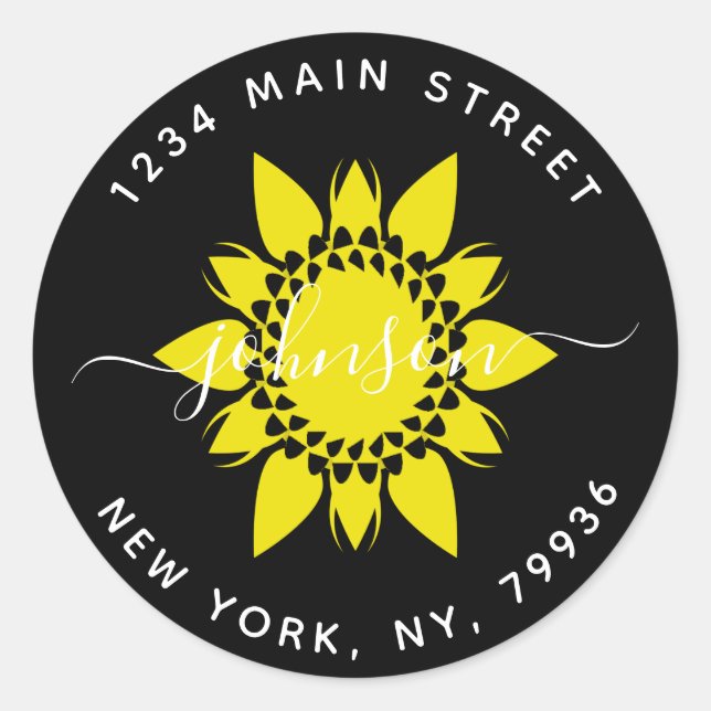 Adesivo Redondo Elegante Endereço de Devolução Redondo,Crie o Seu (Frente)