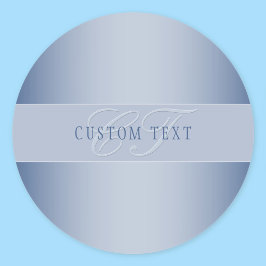 Adesivo Redondo Elegante escrita de monograma editável | Azul