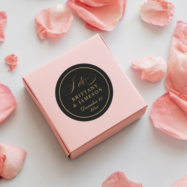 Adesivo Redondo Elegante Eu faço casamento Salve a data Envelope S (Criador carregado)