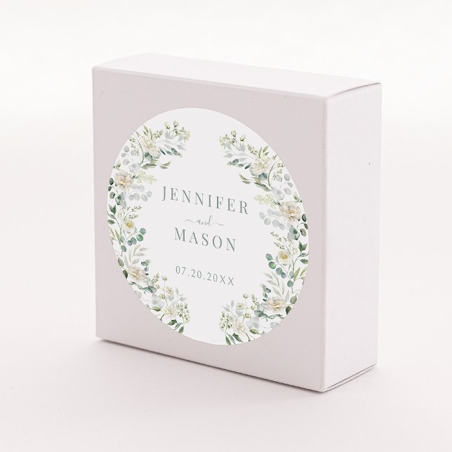 Adesivo Redondo Elegante Eucalyptus Floral Wedding Groom (Criador carregado)