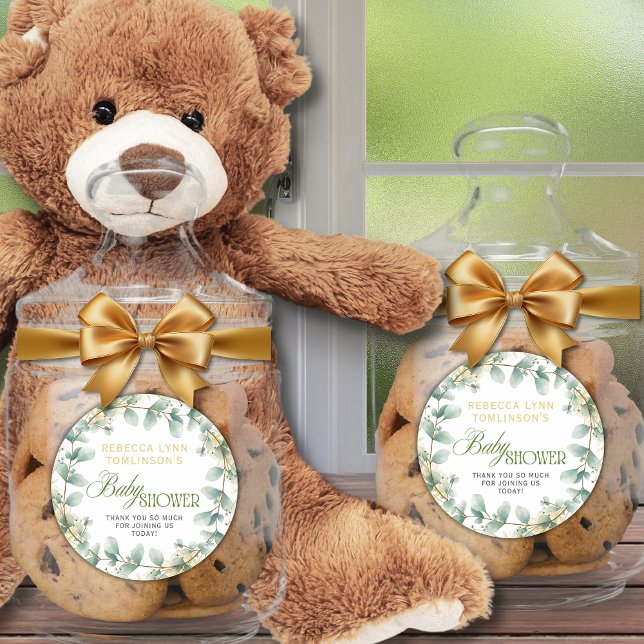 Adesivo Redondo Elegante Eucalyptus Gênero Chá de fraldas neutro (Criador carregado)