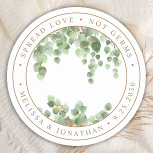 Adesivo Redondo Elegante Eucalyptus Greenery Espalha Amor Não Ger