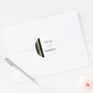 Adesivo Redondo Elegante Faixa Preta Cinza Dourado Casamento