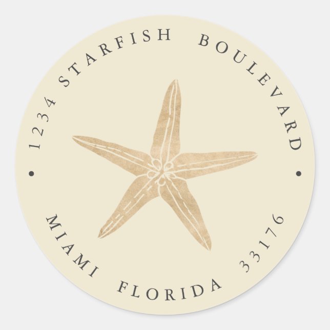 Adesivo Redondo Elegante FAUX DOURADO Endereço de devolução costei (Frente)