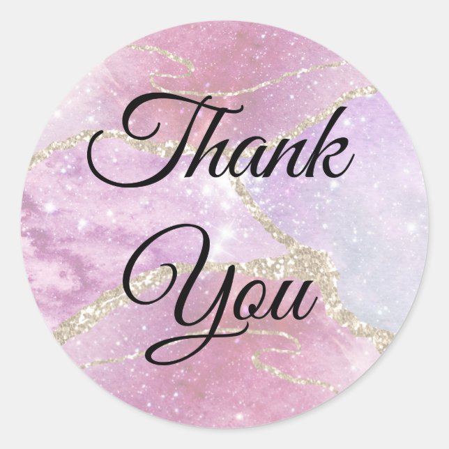 Adesivo Redondo Elegante Faux Efeito Pearlescente Obrigado (Frente)