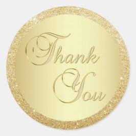Adesivo Redondo Elegante Faux Gold Foil Glitter Obrigado Envelope