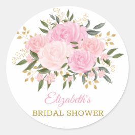 Adesivo Redondo Elegante Favor de Agradecimento Floral Verde com T