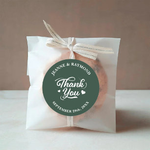 Adesivo Redondo Elegante Favor de Casamento Obrigada Amor Verde Sa