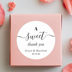 Adesivo Redondo Elegante Favor de Casamento Obrigada Doce