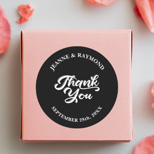 Adesivo Redondo Elegante Favor Personalizado de Agradecimento para