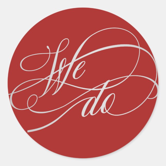 Adesivo Redondo Elegante Fazemos Script Red Wedding (Frente)